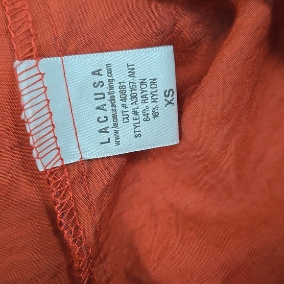 LACAUSA Women's Easy Slip Dress Ruffle Hem Orange - Picture 11 of 12